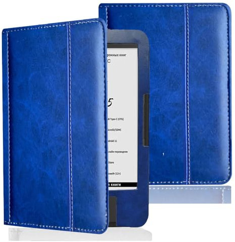 Étui magnétique pour Onyx Boox Bering 5/4/3/2/1, en cuir synthétique de qualité supérieure, fin, résistant aux chocs et à la poussière, avec support pour accessoires de liseuse (4 couleurs) (bleu