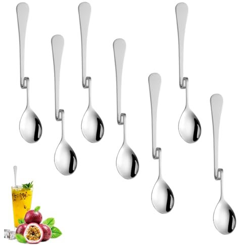 Lot de 7 Cuillère Confiture Cuillère à Miel Suspendue Avec Poignées Incurvées Cuillères à Café Pliantes En Acier Inoxydable pour Thé Gâteau