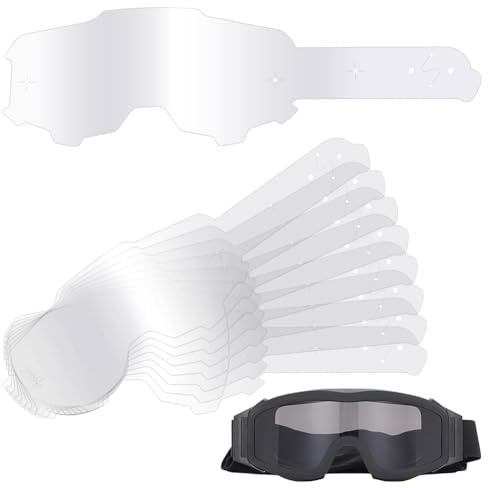 OLYCRAFT 60Pcs Dirt Bike Motocross Goggle Lens Tear Offs Plastic Racing Laminated Tear-Offs Maintain Clear Vision and Lens Protection Racing Standard Tear Offs for Dirt Bike Motocross Racing Unisex