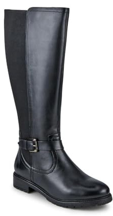 Pavers Wide Fit Leather Elasticated Long Boots - Black Size 5