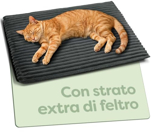 Knupis Självuppvärmande Värmefilt för Katt 60x45 cm – Mjuk och Ljuddämpande – Tvättbart Överdrag – Med Halkfri Undersida – Grå
