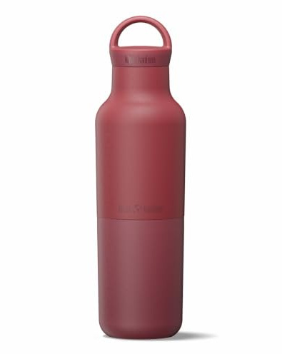 Klean Kanteen 600ml Rise Insulated Water Bottle, 100% Leakproof | 20oz Stainless Steel, Cold 42h & Hot 22h, 90% Recycled Steel, Gym, Hiking & Travel, BPA & Lead-Free, (Garnet)