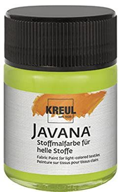 KREUL 91931 - Javana Stoffmalfarbe für helle Stoffe, 50 ml Glas in leuchtgrün, geschmeidige Farbe auf Wasserbasis mit cremigem Charakter, dringt fasertief ein, waschecht nach Fixierung