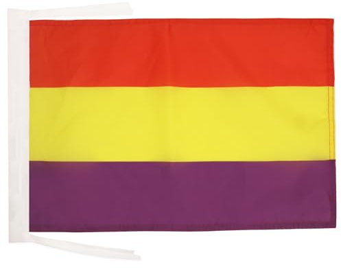 BANDERA ESPAÑA REPUBLICANA SIN ESCUDO 45x30cm - BANDERINA DE LA REPUBLICA ESPAÑOLA 30 x 45 cm cordeles - AZ FLAG