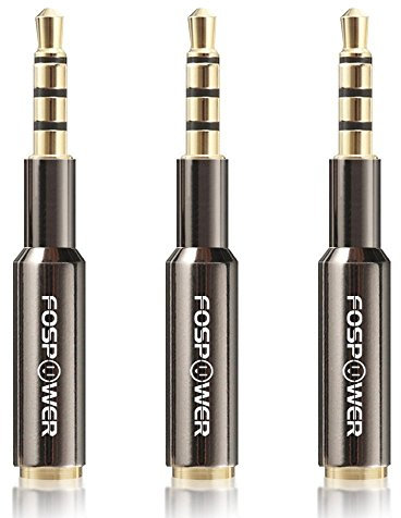 FosPower (3 Pack) 3.5mm Male to Female (4-Conductor TRRS-24K Gold Plated) Auxiliary Stereo Audio Jack Adapter for iPhone, Smartphones, Tablets, Speakers, Microphone & Card Readers