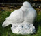 Beton Figur Tauben Paar mit Nachwuchs H 19 cm Dekofigur und Gartenfigur