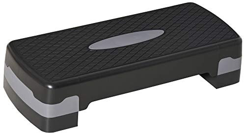 HOMCOM Steppbrett Aerobic Fitness Heimtrainer Stepper 2-stufig höhenverstellbar(10/15 cm) geeignet für den Heim und Bürogebrauch Schwarz+Grau 68 x 29 x 15 cm
