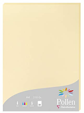 Clairefontaine 24206C Packung mit 25 Karten Pollen 210g, DIN A4, 21 x 29,7cm, Chamois