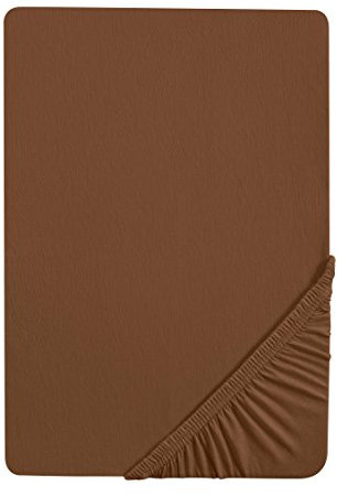biberna 0077144 Spannbetttuch Feinjersey (Matratzenhöhe max. 22 cm), gekämmte Baumwolle, superweich 1x 90x190 cm > 100x200 cm chocolate