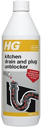 HG Kitchen Drain & Plug Unblocker, Natural, Heavy Duty, Kitchen Sink Unblocker & Cleaner for Pipes, Septic Tank Safe - 1 Litre