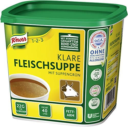 Knorr klare Rindsuppe mit Suppengrün (Rinderbrühe nach bewährter Rezeptur) 1er Pack (1 x 0,88 kg)