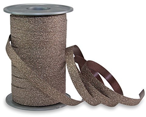 PRÄSENT 18509-523 POLY GLITTER Ringelband braun, 100 m leicht kräuselndes Geschenkband, Breite, Dekoband zum Basteln & Einpacken von Geschenken, für festliche Anlässe, 100-m-Spule 10 mm, meter