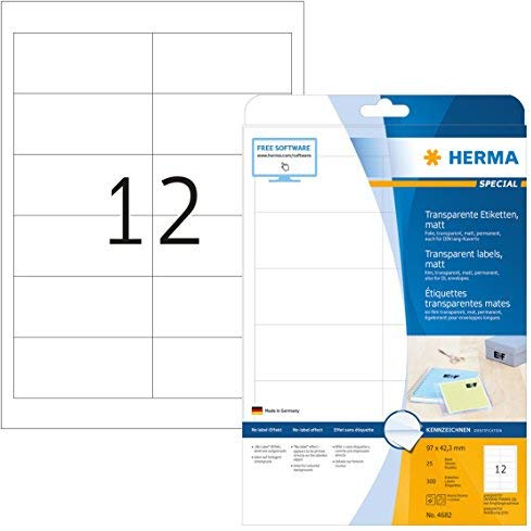 Herma Etiketten transparent 96,5x42,3 mm Folie matt 300 St.