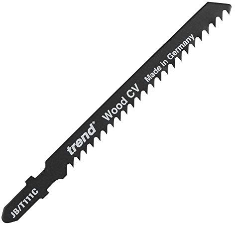Trend Professional Jigsaw Blades, Pack of 5, 100mm x 3mm, CV Up-Cut, Perfect for Soft Materials, Universal T-Shank, JB/T111C, Black