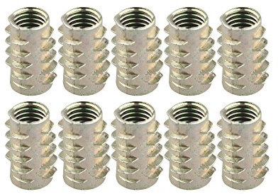 HALJIA 10 pcs M10 x 25 mm rosca Insertar Tuerca Muebles de madera tornillos Brida Hexagonal Fasteners para camas armario armario para cuna