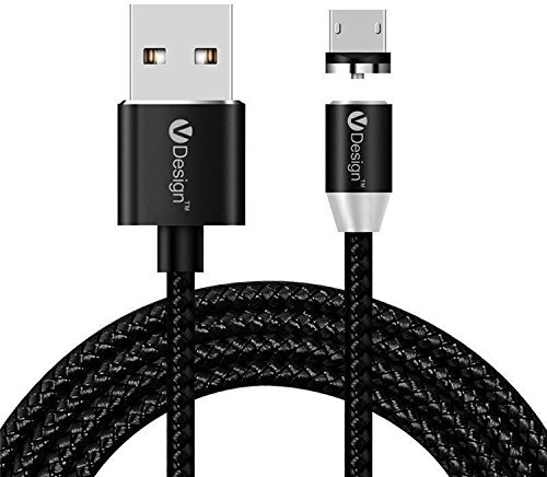 SKITCH® Cables de Carga magnéticos Trenzados, 2M giran Alrededor de Micro USB Adaptador magnético Micro USB 2.0 A Macho a Micro B Cordón de Carga con indicador LED (no para sincronización de Datos)