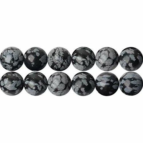 SKYBEADS Natur Schwarze Schneeflocken Obsidian Halbedelsteine Perlen Runde 8mm zum Auffädeln 38cm Strang Approx 46 Stück