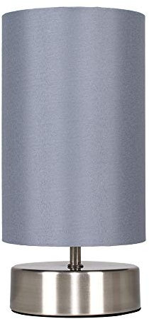 MiniSun | Modern Brushed Chrome Touch Table Lamp with Grey Light Shade | Table Lamps, Home Décor & Improvement Essential | Includes 5W LED Bulb [3000K Warm White]