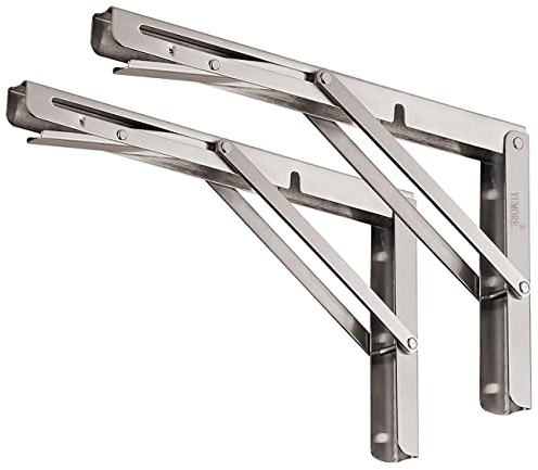 YUMORE Klappbare Regalhalterungen, 30,5 cm, maximale Tragkraft: 150 kg, robuste Edelstahl-Regalhalterung für Tisch, Werkbank, platzsparende DIY-Halterung, 2 Stück