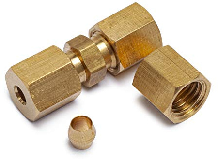 LTWFITTING Sonderangebot 1/8 Zoll OD Messing Compression Union,Sleeve Ferrule,Nut (Packung mit 85)