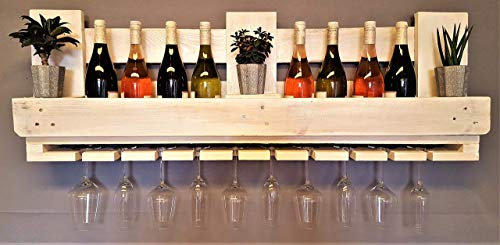 Weinregal aus Palette vintage weiß inklusive Aufhängung/Flaschenregal/Wandregal/Palettenmöbel/Bar