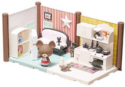 Bandai – Haco Room – Set für Küche & Wohnzimmer – 99 Teile zum Zusammenbauen – Puppe Jackie, doppeltes Zimmer und zahlreiche Accessoires – Mini-Spielwelt – Bauspielset – 35456