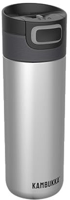KAMBUKKA Gourde Isotherme (500ml) - Thermos Etanche: Technologie Snapclean® - Idéal pour Boissons Chaudes et Froides - Fond Antidérapant - Acier Inoxydable - Modèle ETNA Silver