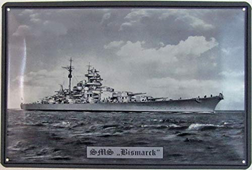 Blechschild 20x30cm gewölbt Schlachtschiff Bismarck Kriegsmarine Schiff Deutschland Deko Geschenk Schild