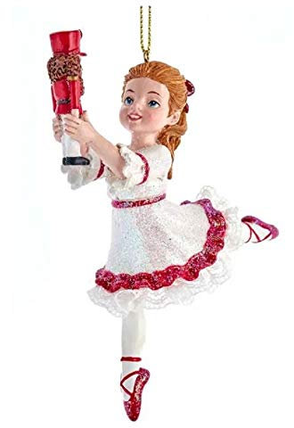 Kurt Adler E0422C Nutcracker Suite Children's Clara with Nutcracker Hanging Ornament, Multi-Color