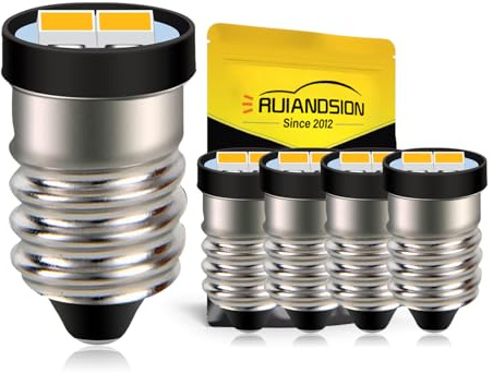 Ruiandsion Lot de 5 mini ampoules LED 12 V E10 blanc chaud 5630 2SMD E10 avec culot à vis