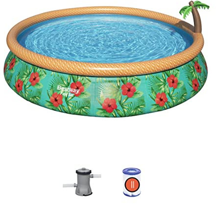 Bestway Fast Set Swimming Pool, 15' x 33 Fun Tropical Design for kids and adults