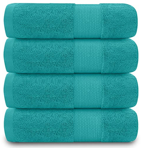 GC GAVENO CAVAILIA Juego de 4 Toallas de Mano para baño, 700 g/m², algodón Egipcio, Toallas de Calidad de Hotel, Lavables a máquina, Turquesa Oscuro, 50 x 85 cm
