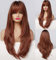 LEMEIZ Ombre Ginger Wigs with Fringe, Best Synthetic Wig for Women, Copper Red Wigs, Auburn Wig with Dark Roots Natural Straight Wig 24 inch LEMEIZ-148