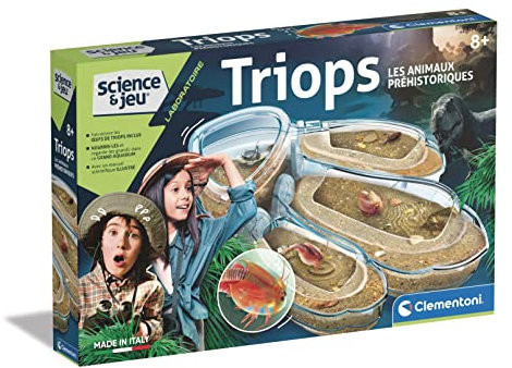 Clementoni - 52565 – Wissenschaft & Laborspiel – Triops, Urzeittiere – wissenschaftliches Spiel 8 Jahre, prähistorische Krebse für Kinder, mit Eiern, französische Version, hergestellt in Italien