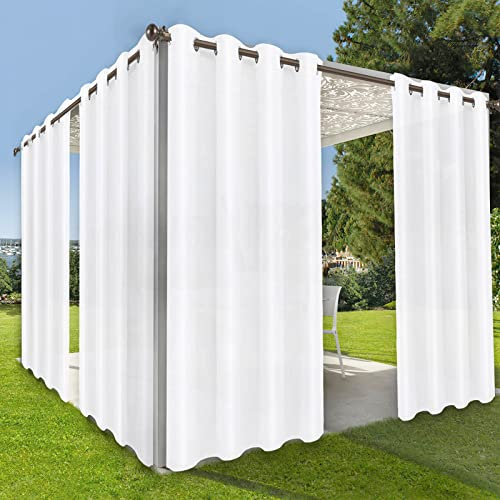 OutdoorLines Wasserdichte Indoor-Outdoor Vorhänge für Terrasse - Privatsphäre, Sonnenschutz, Tülle, wetterfest, UV-beständige Vorhänge für Pavillon, Veranda, Pergola weiß 52W x 84L Zoll 1 Panel