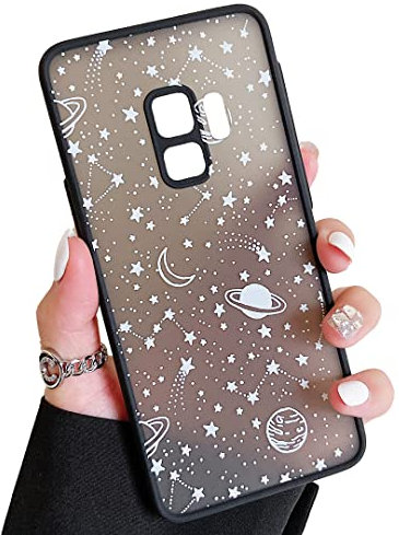 ZTOFERA Kompatibel mit Samsung Galaxy S9 Hülle, Planet Stern Universum Muster Schutzhülle Matt Harte PC Rückseite Hülle mit Silikon Bumper Cover Handyhülle für Samsung Galaxy S9, Weiß Sky