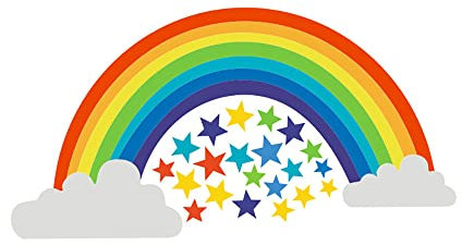 TopHomer Wandtattoo, Motiv: Regenbogen und Wolken, personalisierbar, 26 x 50 cm