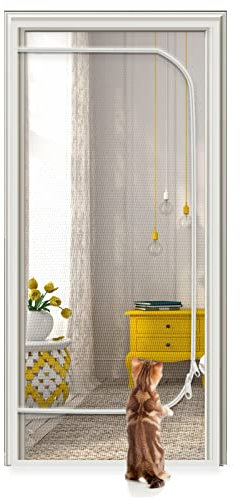 KKONHII Cat Screen Door Reinforced Pet Proof Screen Door Zipper Curtain to Keep Dogs and Cats In, Stop Cats Running Out, Fits Door Size 38''x 80''