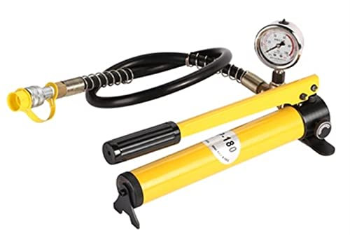 DOLUNTO CP-180 Manual Hydraulic Pump Portable High Pressure Oil Pump Hand Pump for Lifting Jack (Color : CP-180 with gauge)