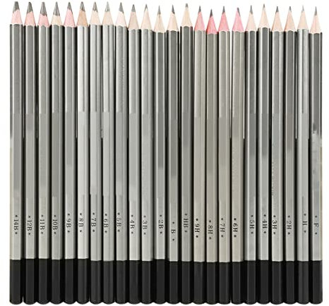 Zeichnen Bleistift, 24-teiliger Skizzenkunst-Graphit-Zeichenstift, ungiftiger Buntstift, 9H-14B