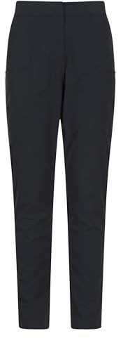 Mountain Warehouse Kesugi Womens Superslim Stretch Trousers - Water-Resistant, Quick Drying, Pockets - Best for Spring Summer, Outdoors & Everyday Wear Black 14