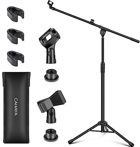 CAHAYA 2 in 1 Dual-Use Mikrofonständer boden Mikrofonstativ mit drei Mikrofonkabelclips für Gesang, Bühne, Konferenz und Vortrag, erweiterter Mikrofonständer CY0311