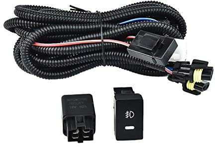 H11-Nebelscheinwerfer-Kabelbaumbuchse mit LED-Anzeigeschalter Kfz-Relais for Ford for Mustang 2005–2014 Nebelscheinwerfer-Kabelbaum