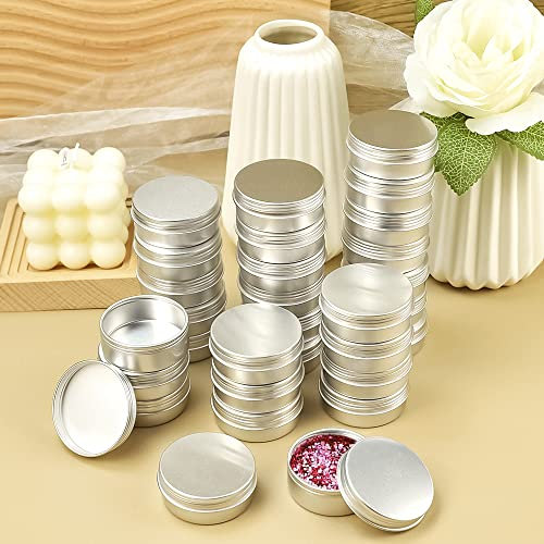 KBNIAN 30Pcs Aluminium Tins Jars, Empty Cosmetics Container Pots Travel Sample Pots Round Cans with Screw Lids for DIY Crafts, Cosmetics, Salve, Candle, Lip Balm, Travel Storage (25ml)
