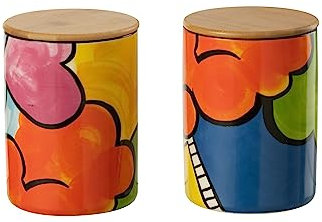 J-Line Pop Art Aufbewahrungsglas, Porzellan, 2 – 2 Einheiten, 34626