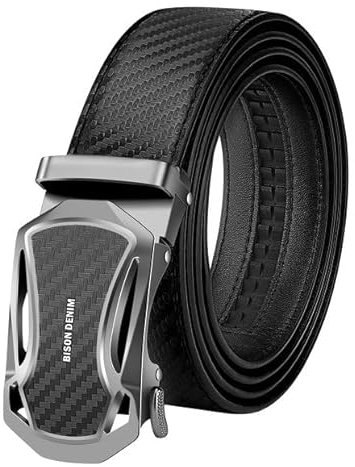 BISON DENIM Herren Gürtel Automatik Schnalle 35mm Breite Business Elegant Leder Gürtel mit Automatischer Schnalle für Männer Premium Qualität