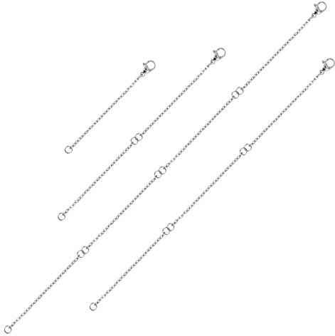 TIESOME Halskette kettenverlängerung, 4 Stück ketten verlänger Edelstahl Verlängerung Armband Extender Kette Extender für Halsketten Länge: 2 4 6 8 (stahl farbe) (stahl farbe)