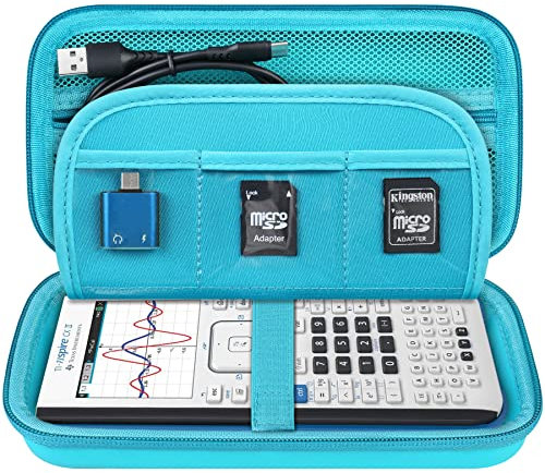 Elonbo Hard Travel Case für Texas Instruments TI-Nspire CX II CAS/CX II/CX CAS Farbgrafikrechner, Extra Zip Tasche passt Ladekabel, Ladegerät, Handbuch, Grün