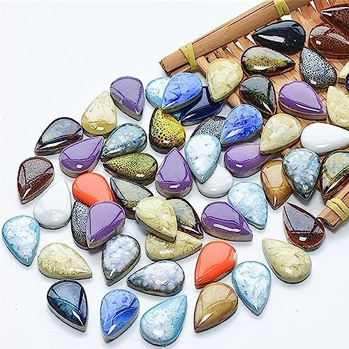 BTMIEY 500 g de carreaux de mosaïque en céramique aléatoires, pour loisirs créatifs, assiettes, pots de fleurs, vases, tasses, fournitures de fabrication de mosaïque (petite goutte de pluie)
