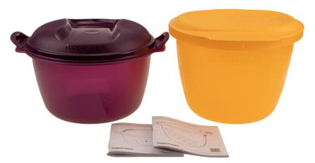 TUPPERWARE Mikrowelle Reis-Meister 3 L großer Reiskocher + Pasta-Meister Orange 3 L (inkl. Diamant Schale 500ml)